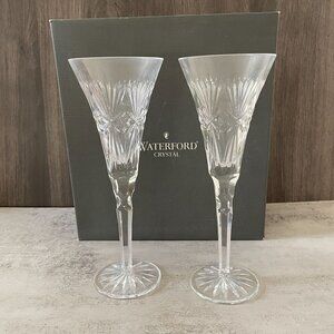 Waterford Gresham Box Set Two Crystal Champagne Toasting Flutes Germany Vintage